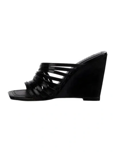 Pre-owned Mercedes Castillo Leather Slides In Black
