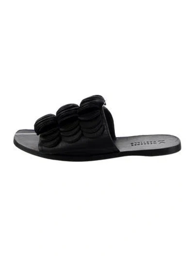 Pre-owned Mercedes Castillo Leather Slides In Black