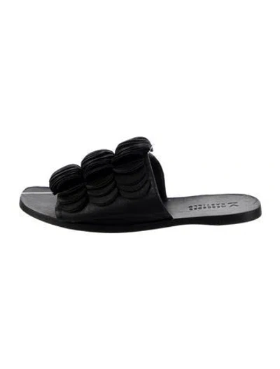 Pre-owned Mercedes Castillo Leather Slides In Black