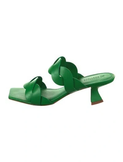 Pre-owned Mercedes Castillo Leather Slides In Green