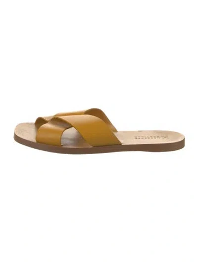 Pre-owned Mercedes Castillo Leather Slides In Neutral