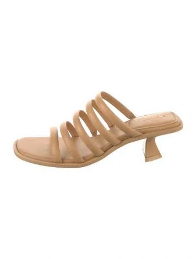 Pre-owned Mercedes Castillo Leather Slides In Neutrals