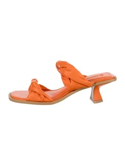 Pre-owned Mercedes Castillo Leather Slides In Orange