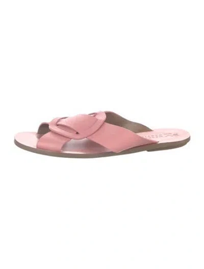 Pre-owned Mercedes Castillo Leather Slides In Pink