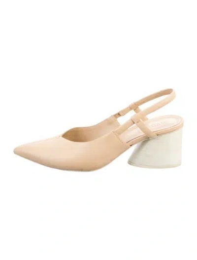 Pre-owned Mercedes Castillo Leather Slingback Pumps In Brown