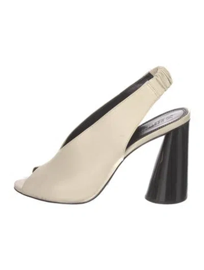 Pre-owned Mercedes Castillo Leather Slingback Pumps In Neutral