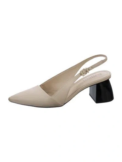 Pre-owned Mercedes Castillo Leather Slingback Pumps In Neutral