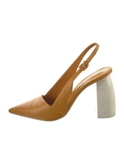 Pre-owned Mercedes Castillo Leather Slingback Pumps In Orange