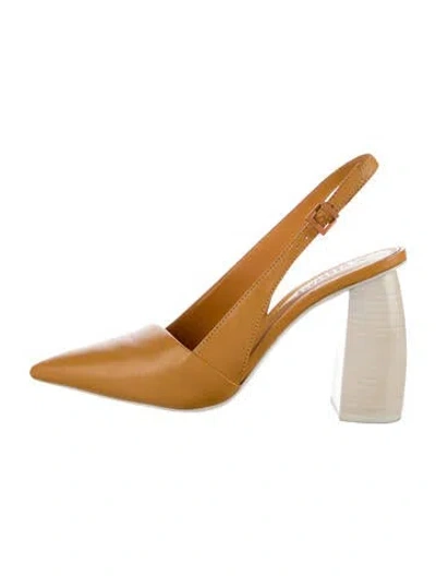 Pre-owned Mercedes Castillo Leather Slingback Pumps In Orange