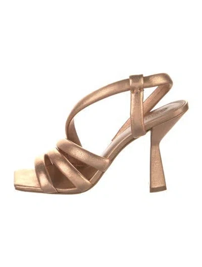 Pre-owned Mercedes Castillo Leather Slingback Sandals In Neutral