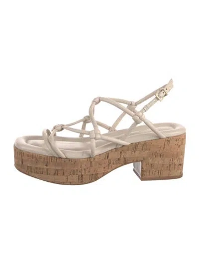 Pre-owned Mercedes Castillo Leather Slingback Sandals In Neutral