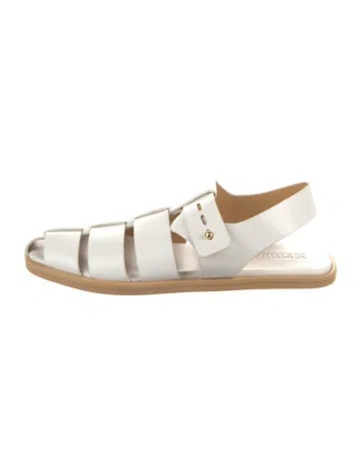 Pre-owned Mercedes Castillo Leather Slingback Sandals In White