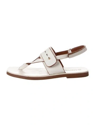 Pre-owned Mercedes Castillo Leather Slingback Sandals In White