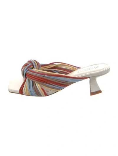 Pre-owned Mercedes Castillo Leather Striped Slides In Multi