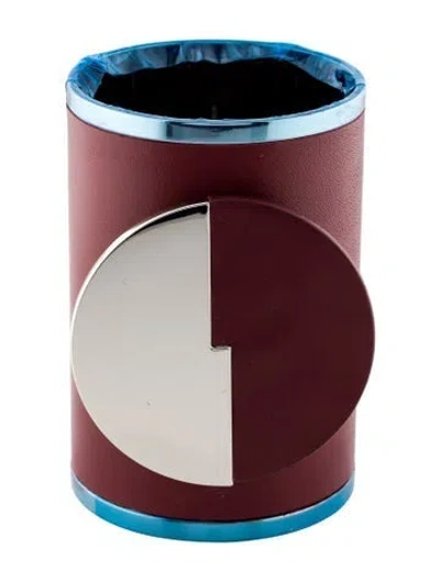 Pre-owned Mercedes Castillo Leather Wide Bangle, 8" In Burgundy