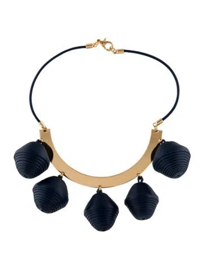 Pre-owned Mercedes Castillo Modular Pom Collar Necklace, 16" In Blue