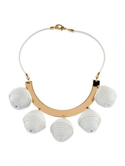 Pre-owned Mercedes Castillo Modular Pom Collar Necklace, 16" In White