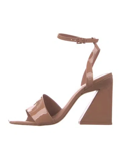 Pre-owned Mercedes Castillo Patent Leather Sandals In Pink