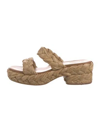 Pre-owned Mercedes Castillo Raffia Espadrilles In Neutral