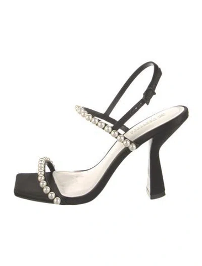 Pre-owned Mercedes Castillo Satin Slingback Sandals In Black