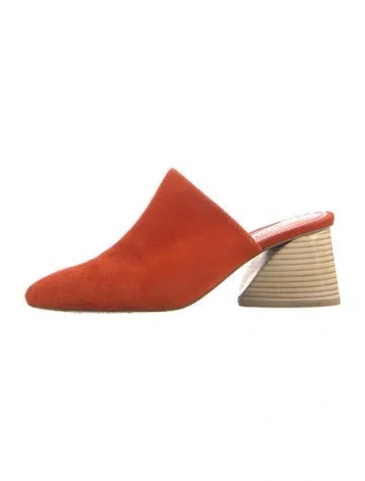 Pre-owned Mercedes Castillo Suede Colorblock Pattern Mules In Orange