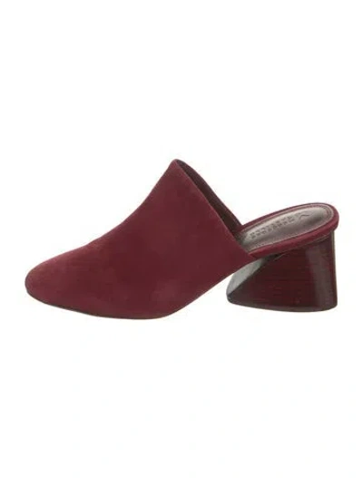 Pre-owned Mercedes Castillo Suede Mules In Burgundy