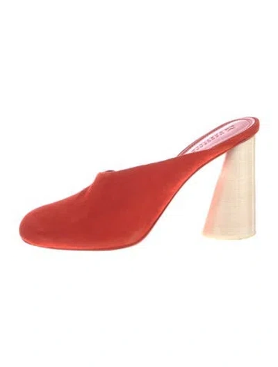 Pre-owned Mercedes Castillo Suede Mules In Orange