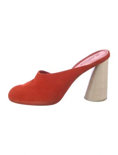 Pre-owned Mercedes Castillo Suede Mules In Red