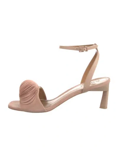 Pre-owned Mercedes Castillo Suede Sandals In Neutrals