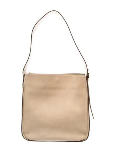 Pre-owned Mercedes Castillo Suede Shoulder Bag In Neutral