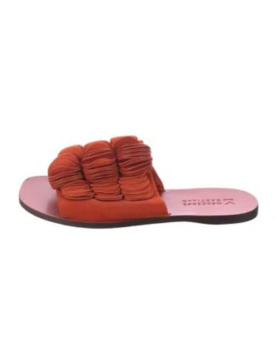 Pre-owned Mercedes Castillo Suede Slides In Orange