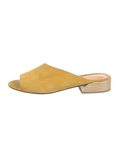 Pre-owned Mercedes Castillo Suede Slides In Yellow