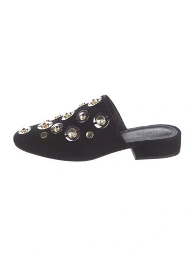 Pre-owned Mercedes Castillo Suede Studded Accents Mules In Blue