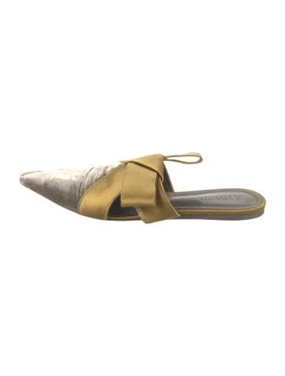 Pre-owned Mercedes Castillo Velvet Mules In Gold/grey