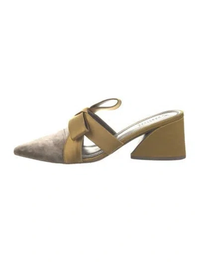 Pre-owned Mercedes Castillo Velvet Mules In Green/grey
