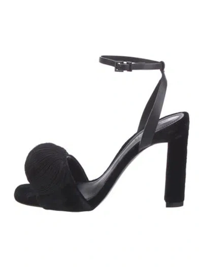 Pre-owned Mercedes Castillo Velvet Sandals In Black