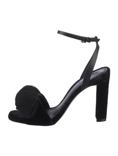 Pre-owned Mercedes Castillo Velvet Sandals In Black