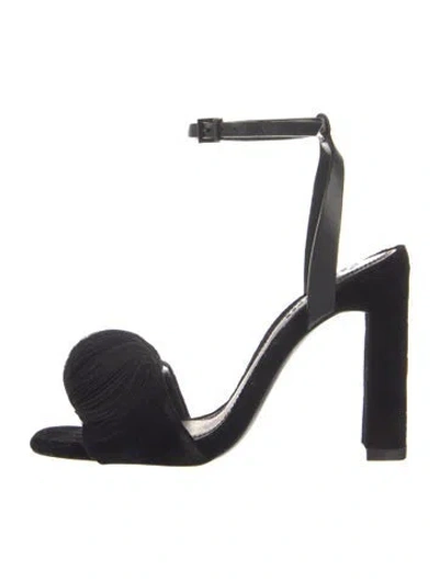 Pre-owned Mercedes Castillo Velvet Sandals In Blue