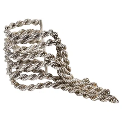 Pre-owned Mercedes Robirosa Paris Massive Silver-plate Chain Cuff Bracelet In Multi