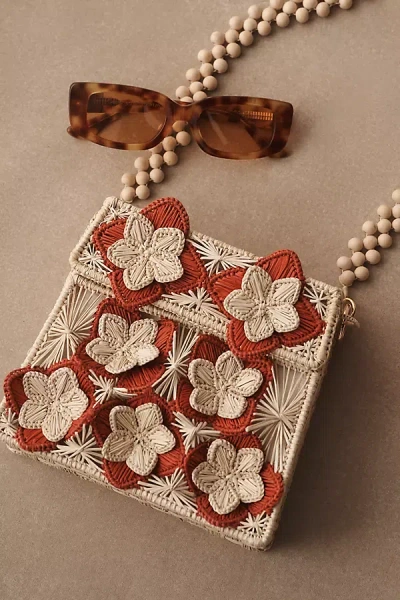 Mercedes Salazar Appliqué Raffia Bag In Red