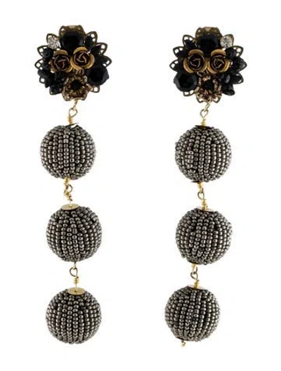 Pre-owned Mercedes Salazar Beaded Ball Clip-on Drop Earrings In Multi