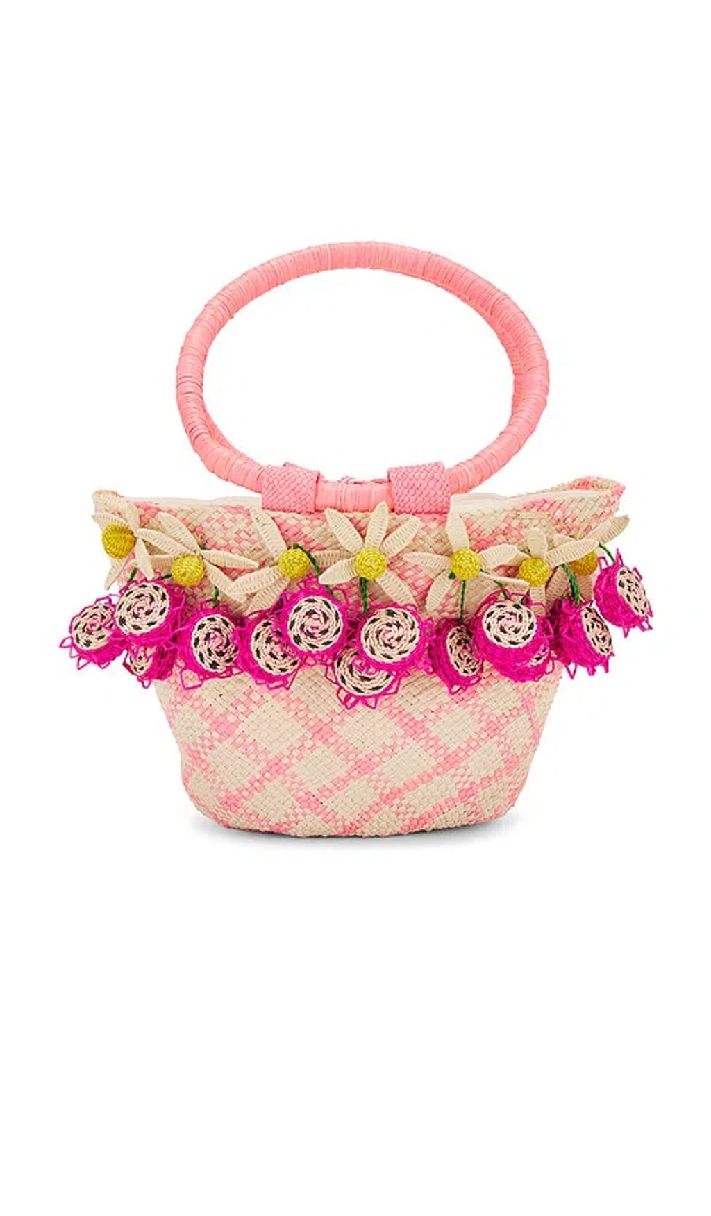 【MERCEDES SALAZAR】ドラゴンフルーツ ラフィア ハンドバッグ Mercedes Salazar Dragon Fruit Handbag In 핑크 | ModeSens