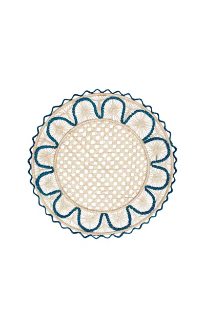 Mercedes Salazar Flower Shapes Blue  Placemat In Multi