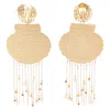 Mercedes Salazar Metal Shell Crystal Faux Pearl Tassel Clip Earrings In Gold