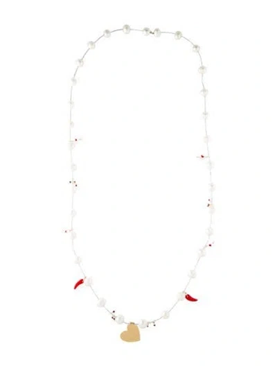Pre-owned Mercedes Salazar Pearl & Glass Beaded Station Pendant Necklace, 17.5"