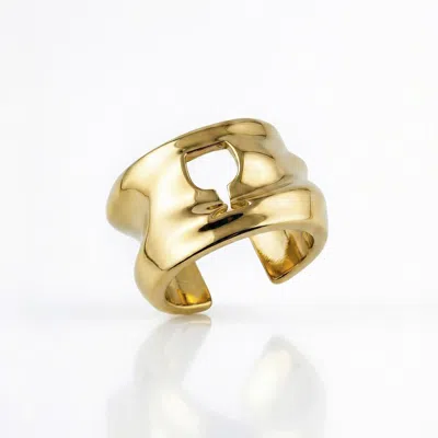 Mercela Women's Sculptural Wine Glass Statement Ring – Gold Artisan Jewellery