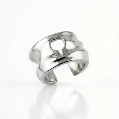 Mercela Women's Sculptural Wine Glass Statement Ring – Silver Plated Cocktail Inspired Jewellery