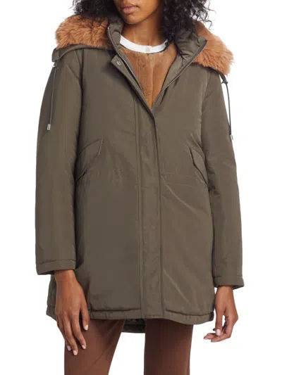 Mercer Collective Women's Ani 2-in-1 Hooded Down Parka In Olive Green Brown Fur