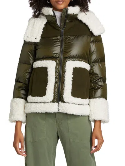 Mercer Collective Women's Dana Mixed-media Hooded Down Coat In Multi