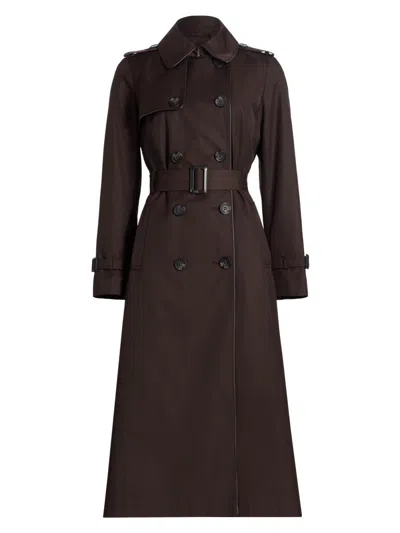 Mercer Collective Women's Faux Leather Trim Trench Coat In Brown